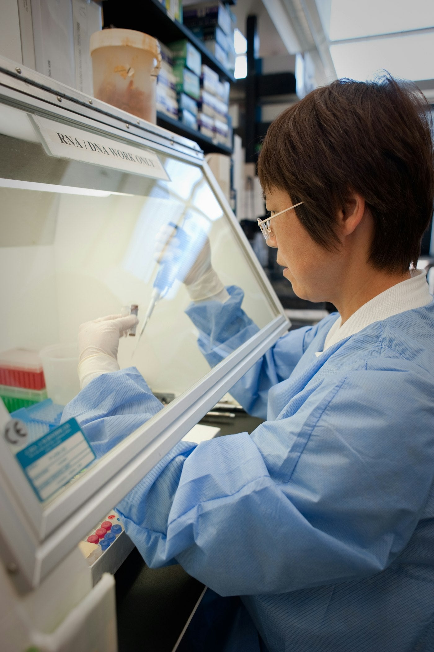 Researcher in a clinical laboratory setting