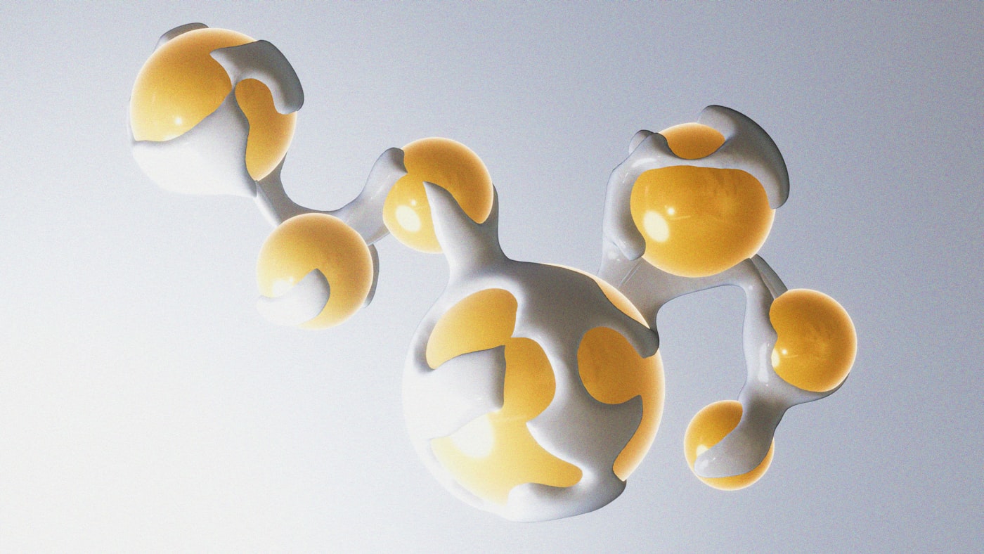Abstract 3D molecular structure representing sermorelin GHRH peptide
