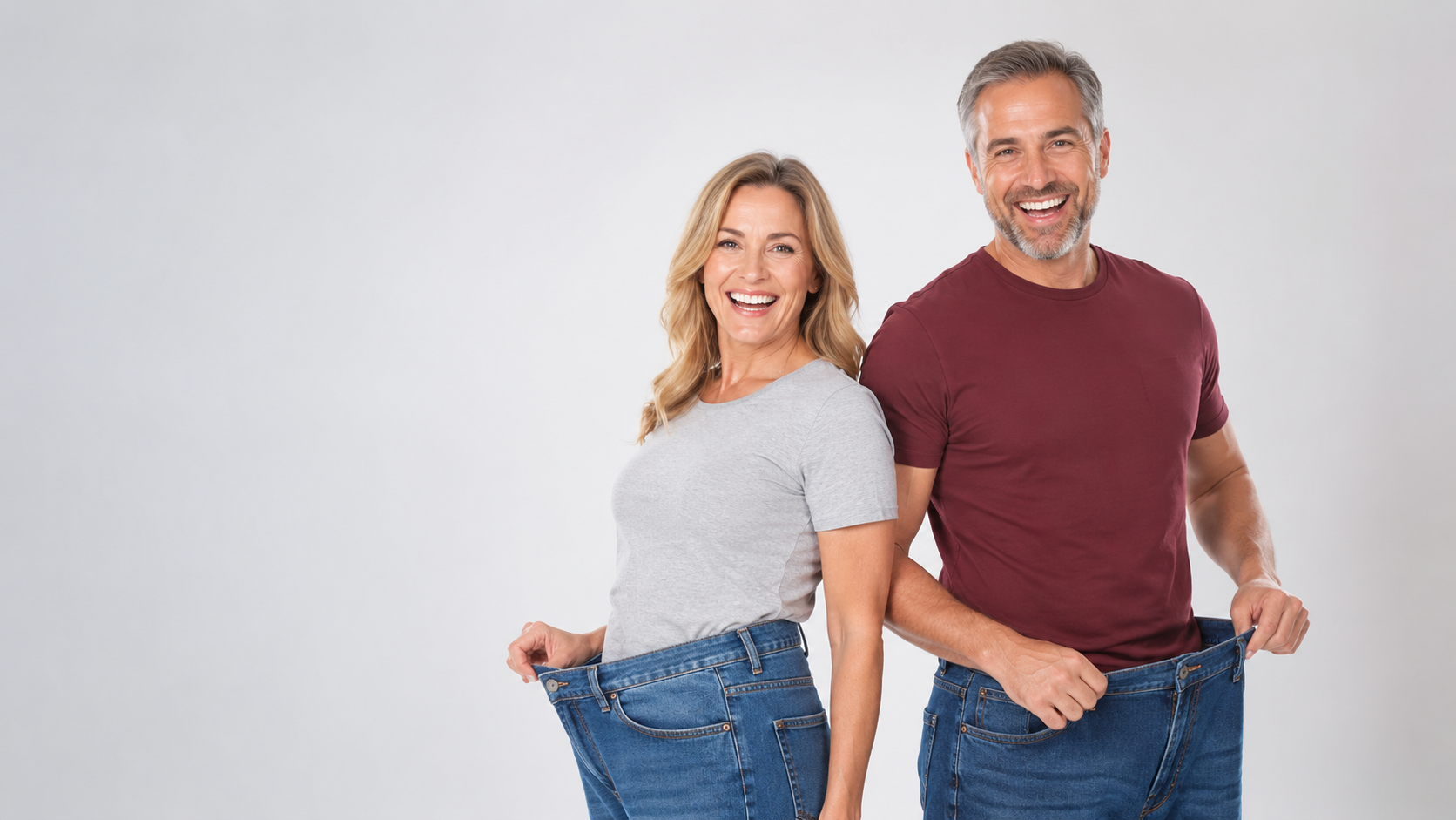 Two people feeling confident in their clothes